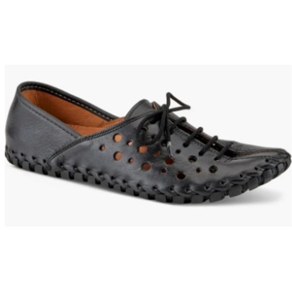 Spring Step Moonwalk Black Leather Laser Cut Comfort Flats Size EU 41 US 9.5-10
